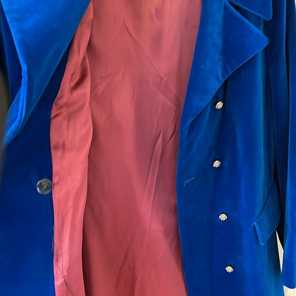 Vintage Rainmaster Velour Velvet Coat Electric Blue, Size Medium - Picture 9 of 9